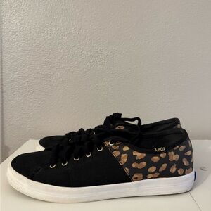 Keds Black Sneakers with Leopard Print Accents